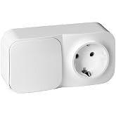 Miatic Wall Switch Socket IP20 2P+T Schuko &ndash; Wall Plug for Indoor Use (White)
