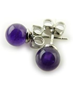 Edelstein Ohrstecker - Amethyst 6 mm, versilbert