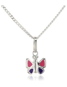 ZEEme Kinder-Anhänger mit Kette 925 Sterling Silber 38/36cm Schmetterling lack pink/lila 500244342
