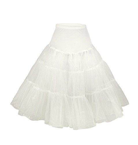 Luna et Margarita 50s Enagua de Tul Marfil Refinado Antiguos Longitud de Rockabilly de la Enagua de 66 cm / 26