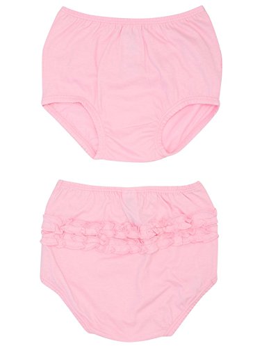 M&Co Baby Girl Pull On Elasticated Soft Cotton Frill Trim Nappy Cover Knickers - 2 Pack Pink 6/12 Mnths