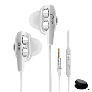 pTron Boom Ultima 4D Dual Driver, In Ear Gaming Wired Headphones with Mic, Volume Control & Passive Noise Cancelling Boom 3 Earphones - (White)