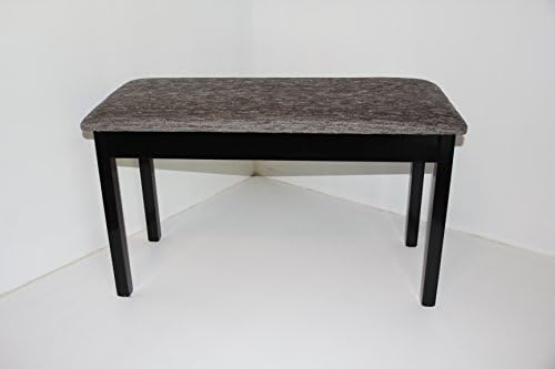 Piano Bench Duet Size Black Gloss with Dove Grey Chenille seat