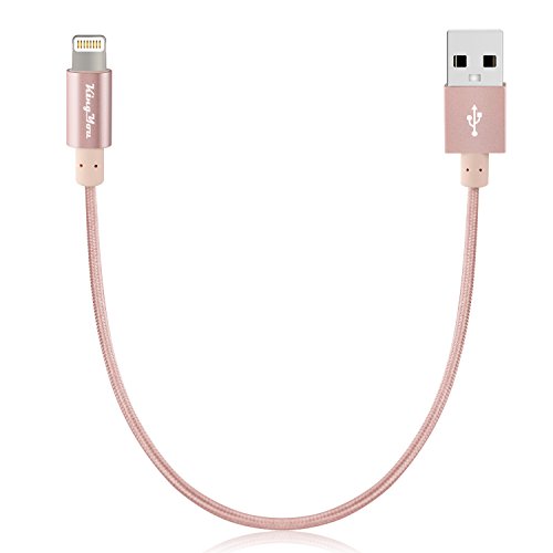(Apple MFI zertifiziert) KingYou iPhone 8 Pin Lightning auf USB Kabel 30CM Robust Design mit Aluminiumschild Kopf Sync-Kabel / Ladekabel / Datenkabel. Lightningkabel für Apple iPhone 6 Plus / 6 / 5s, iPad Air / mini / mini2(roségold)