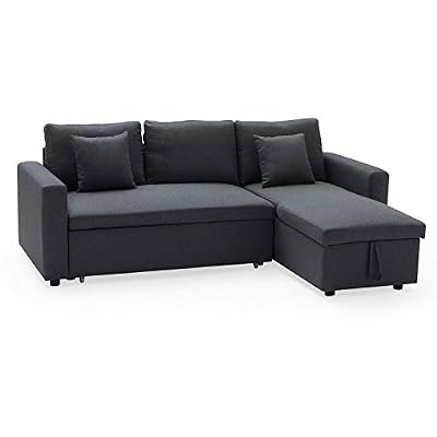 Happy Garden Canapé d'angle Convertible Clark 3 Places Gris chiné