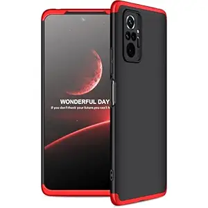 MOBILOVE Full Body 3 in 1 Slim Double Dip Case 360 Degree Protection Hard Bumper Back Case Cover for | Redmi Note 10 Pro/Note 10 Pro Max (Red-Black)