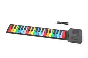 Powerpak S3037C 37 Keys Battery USB Operated Roll Up Piano Built in Speaker Flexible Portable Piano Keyboard For Kids (Black)