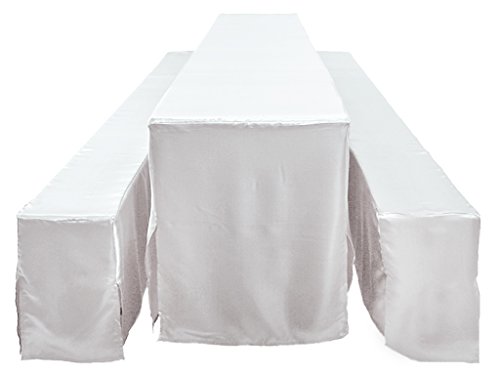 Biertischhussen dicke GASTROQUALITÄT Bierbankhusse 50 cm PREMIUM weiß MATT 3er Set EXTRA STARKE Stoffqualität Biertischgarnitur 1,8 kg pro Set schwer 1.WAHL