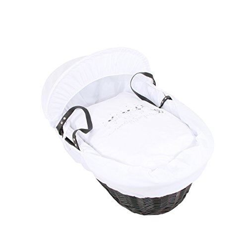 Isabella Alicia Embroidered Woolly Jumpers Oak Wicker Moses Basket
