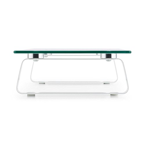 auna M-Riser TV-Board Monitorständer Notebooktisch Bildschirmständer (56 x 8,5 x 21 cm, 20kg Belastbarkeit, Bügelfüße mit Silikon, Glasplatte 5 mm) weiß - 3