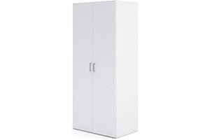 Dmora - Guardaroba 2 ante Paulette, Mobile camera da letto, Cabina armadio portabiti, Armadio appendiabiti, 77x49 h175 cm, Bianco