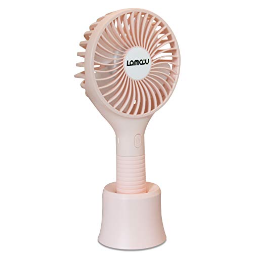 Lammcou USB Ventilator Mini Lüfter Leichte Handventilator EIN Muss gegen Sommerhitze Reise Lady-Stil Für Damen Frauen 3 Geschwindigkeitsstufen Leise-Modus Outdoor Taschenventilator Handlüfter Pink