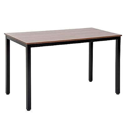 Homcom Table Bureau Informatique Grand Plateau 120L x 60l x 74H cm Panneaux Particules Noyer métal Noir