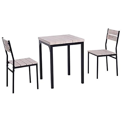 Homcom Table avec 2 chaises style industriel acier noir MDF coloris bois de chêne