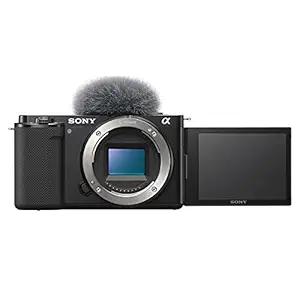 Sony Alpha ZV-E10 24.2 Mega Pixel Interchangeable-Lens Mirrorless vlog Camera, Made for Creators (APS-C Sensor, Advanced Autofocus, Clear Audio, 4K Movie Recording) Body Only  Black