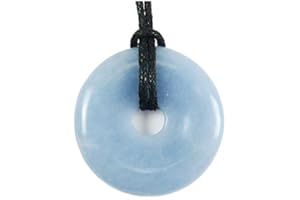 Coco Papaya Donut ou Pi Chinois en Angélite 3cm + cordon - Pendentif ou bracelet