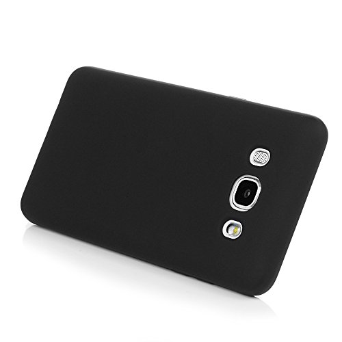 Lanveni Samsung Galaxy J5 2016 Hülle, Handyhülle Samsung Galaxy J5 2016 Hülle Etui Protective Case Cover TPU Silikon Schutzhülle Bumper Handytasche TPU-Bumper Weiche Silikon Case mit Glänzender Oberfläche Cover Design (Schwarz) + 1 x Stylus Stift + 1 x Staubdichte Stecker - 5