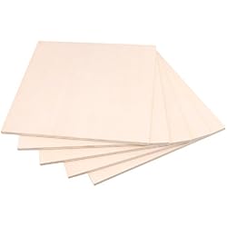 Rdexp 20 x 20 cm vierge 5 mm d'épaisseur Planche en bois brut Bois brut Naturel Feuilles pour bois DIY Craft Carving à modeler Lot de 5