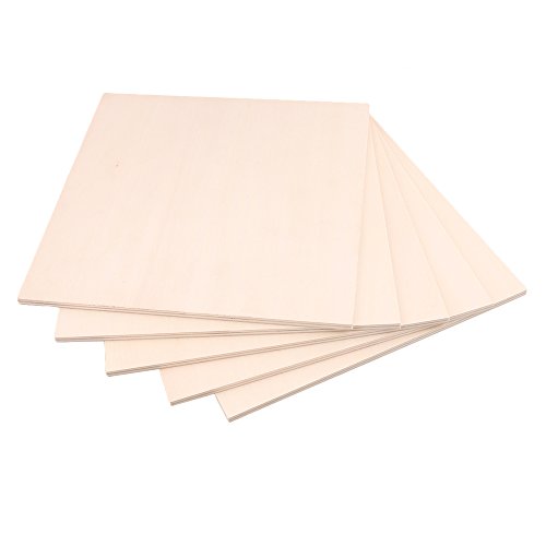 Rdexp 20 x 20 cm vierge 5 mm d'épaisseur Planche en bois brut Bois brut Naturel Feuilles pour bois DIY Craft Carving à modeler Lot de 5