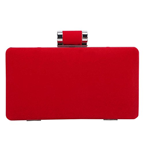 Bolsa de Fiesta BAIGIO Clutch Fiesta Cartera Billetera de Mano Elegante para Mujer Diseño Sobre de Terciopelo,Rojo
