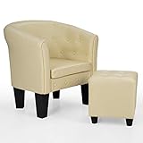 STABIL: Der Chesterfiel-Sessel und der Sitzhocker bestechen durch seine stabile Konstruktion und die hochwertiger Verarbeitung; Extra verstärkte Füße sorgen für einen noch besseren Stand und längere Lebensdauer.