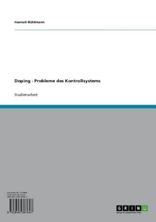 Doping Probleme Des Kontrollsystems Ebook Buhlmann Hannah Amazon De Kindle Shop