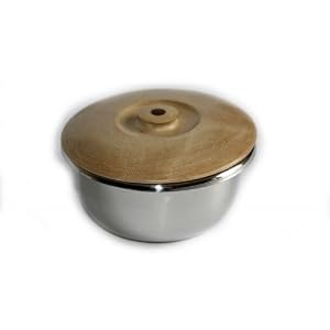Shaving bowl stainless steel with wooden lid - Image 2