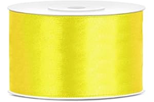 JAOW Ruban Satin Polyester Noeud et Emballage Cadeau 6/12/25/38/50/100mm x 25m (Taille 38mm x 25m - Couleur Jaune)