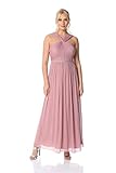 V-Ausschnitt Roman Originals Damen Maxikleid mit Neckholderausschnitt - Damen Ballkleider, abends, besondere Anlässe, Hochzeiten, Brautjungfer, Party, Kreuzfahrt, Urlaub, Ausgehen - Rose - Größe 42