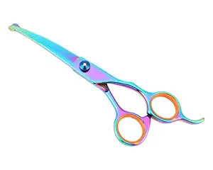 Mogoko Cat Dog Curved Scissors with Safe Round Tip, Stainless Steel Pet Grooming Shears