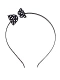 SETRINO® Haarreifen mit Schleife (YA K1106-DOT DOT BLWH-W) schwarz mit weissen Punkten, Steg weiss