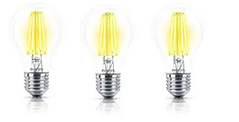 Philips LED Filament Bulb 8w A60 E27 Cap (Warm White/Golden Yellow) (Pack of 3)