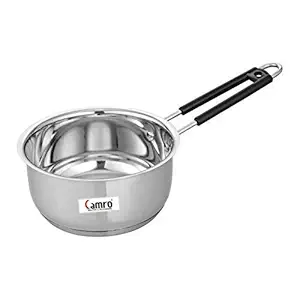CAMRO Extra DEEP Sauce PAN ENCAPSULATED Bottom Induction Base Stainless Steel 1.5 LTR (11 No.), Silver