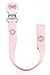 pacifier soother dummy holder clip for Baby girl - (baby pink polka dots -white round pink small bow)