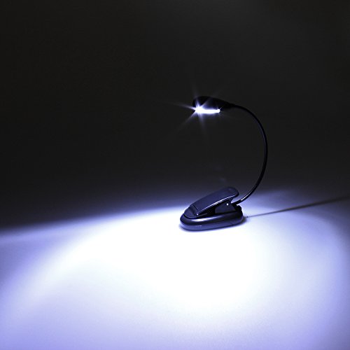 COM-FOUR® LED Leselampe,Reiselampe, Still Licht, Klemmleuchte mit Standplatz, Arbeitsplatzleuchte, LED Leselampe mit Klammer für eBook klemmbar, mit Schwanenhals ca 21 cm - 5