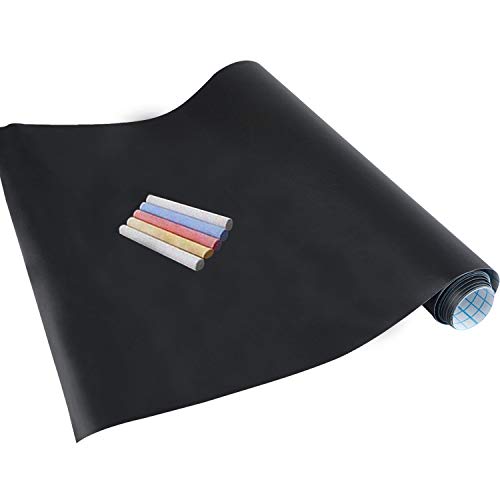 Ciojio Autoadhesivo Desmontable Pizarra, 200CM x 45CM Papel Adhesivo de Pared Vinilo Pizarra Pegatina de Pared Calcomanía Escuela con Tiza