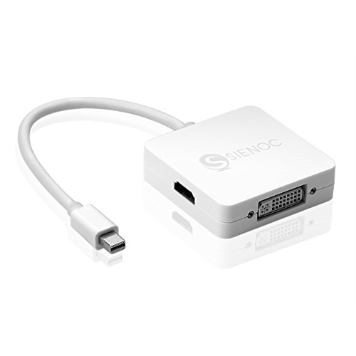 Sienoc Thunderbolt auf VGA HDMI DVI Kabel Adapter | Mini Display Port Konverter | 3 in 1 MiniDisplay zu VGA HDMI DVI Adapter für Apple MacBook Air, iMac, Mac Book Pro, Mac mini, Microsoft Surface Pro/ Pro 2/ Pro 3
