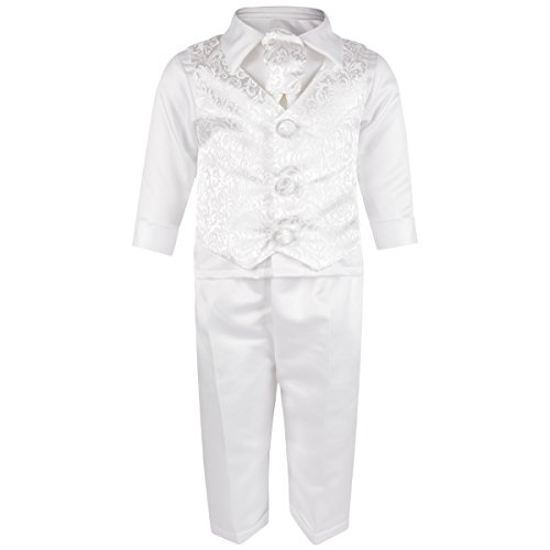 Baby Boys 4 Piece Christening Wwedding Special Occassion Outfit White (12-18months)