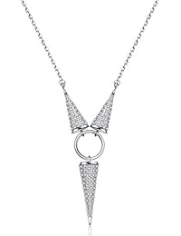 J.Vénus Collar de plata de ley con diamante para mujer,Con una caja(45cm de longitud)