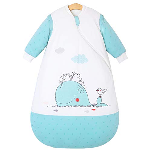 Preisvergleich Produktbild Chilsuessy Kinderschlafsack Baby Winterschlafsack Schlafsaecke aus GOTS Bio Baumwolle von Geburt bis 4 Jahre alt (XXL / Koerpergroesse 100-120cm, Grün Wal)