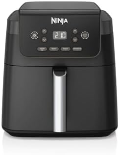 Ninja Friggitrice ad aria calda, 6,2 l, senza olio, grande cassetto quadrato, arrosto, friggitrice ad aria calda, essiccazione, riscaldamento, digitale, antiaderente, cestello lavabile in