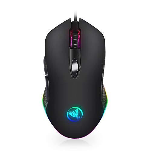 ANEWISH Souris Filaire Pour Gamer, Souris de Jeux Grande Taille Confortable, RGB/RVB Rétro-éclairé, 4800 DPI, 6 Touches Programmables, Compatible Windows 2000/XP/Win7/8/10