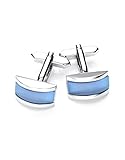 forma rectangular, plata/azul, bi-color, latón, inserción de piedras contrastantes, cierre de palanca movible, diseño elegante y glamoroso, se envía la pareja en caja, un regalo con estilo para el cumpleaños, el día de la boda, la Navidad o como regalo romántico para el novio o el marido para el día de San Valentín