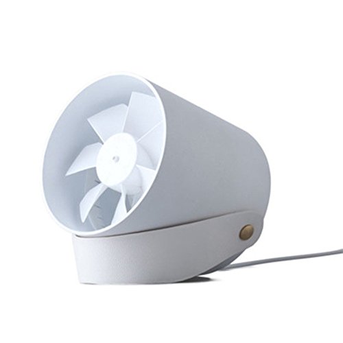 GuDoQi® Mini Tragbarer Ventilator Kreative Double Blades mute Usb Desktop Fan Mit Lederband Weiße