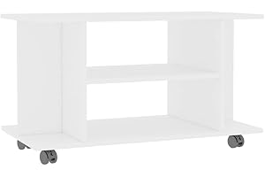 vidaXL Mobile TV con Ruote e Scomparti Aperti Robusto Elegante Armadietto Basso Multimediale Credenza Bianco 80x40x45 cm in Truciolato