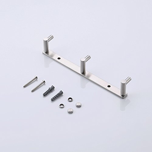 KES SUS304 Edelstahl Haken Haken Rackschiene mit 3 Haken Wandhalterung, Gebürstet - 6