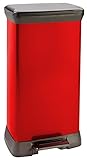 Curver 50 Litre Metal Effect Pedal Deco Bin, Red (Kitchen &amp; Home)
