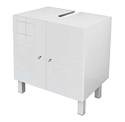 Berlioz Creations MSLBLANC Meuble Salle de Bain Sous-Lavabo Haute Brillance Blanc