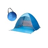 PROTECCIÓN UV - Nuestra tienda de playa tiene una hebilla de seguridad para evitar que se lastime a usted o a sus hijos cuando la saca de la bolsa. La carpa tiene una protección fenomenal con recubrimiento UPF para protección solar, por lo que no se preocupe por las quemaduras solares, el envejecimiento prematuro o el cáncer de piel. Simplemente diviértete con tu familia y amigos en esta hermosa carpa, azul como el océano.