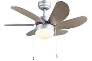 Qazqa fresh - Ventilateur de plafond - 1 lumière - Ø 775 mm - Gris - Moderne - éclairage intérieur - Salon I Chambre I Cuisine I Salle à manger